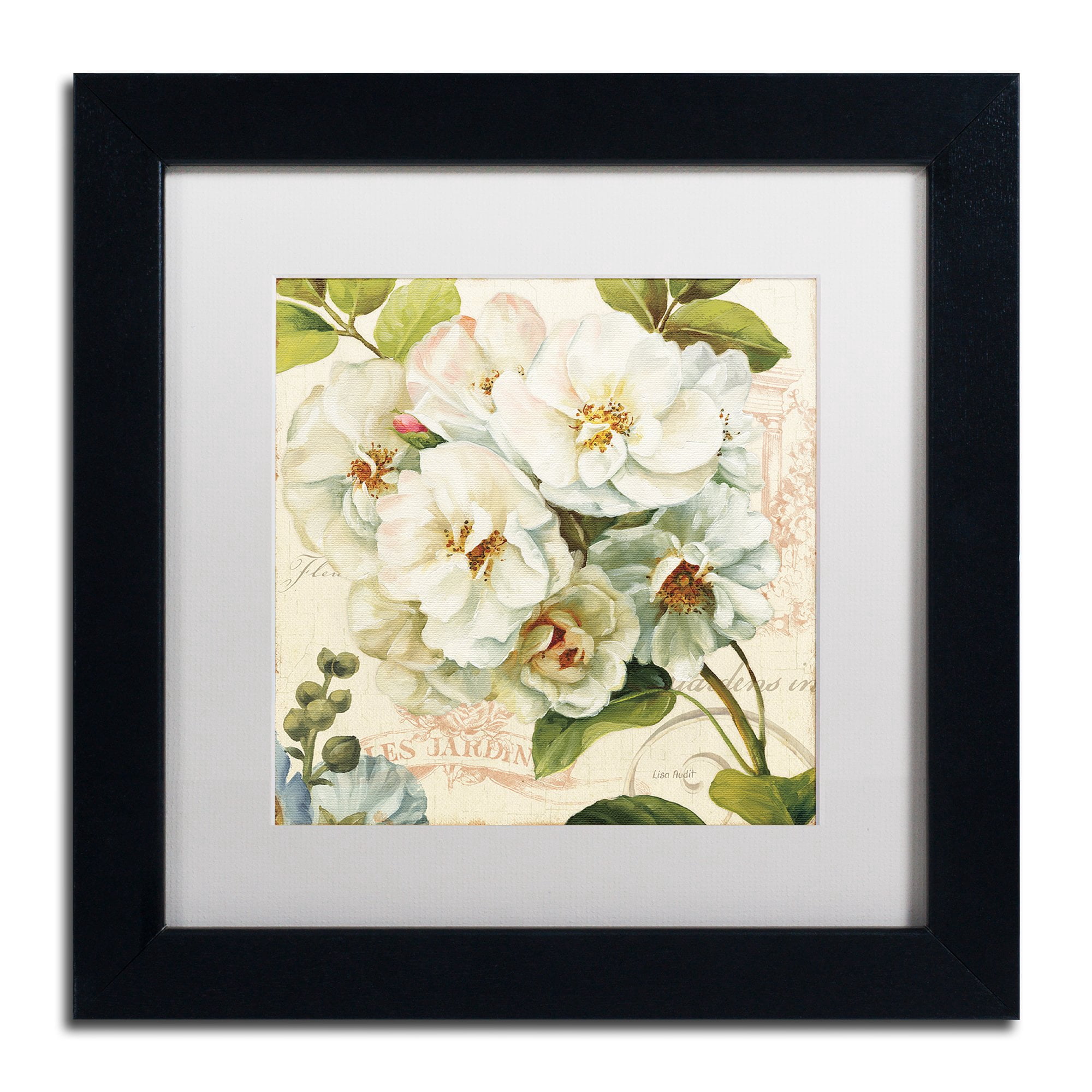 Trademark Fine Art "Les Jardin III" Canvas Art by Lisa Audit, White Matte, Black Frame