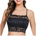 thumbnail image 2 of VBTAPA Wireless Lace Bralette for Women Spaghetti Strap Lace Cami Bandeau Bras Slim Basic Camisole Black L, 2 of 4