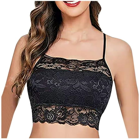 Women s Lace Padded Bra No Underwire Padded Bandeau Bra With Straps Sexy Cute Backless Camisole Everyday Bralette