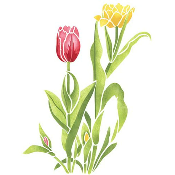 Double Tulip Flower Wall Stencil SKU #2115 by Designer Stencils ...