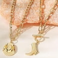 thumbnail image 3 of Women's Cowgirl Hat Boots Pendant Necklace Chunky Chain Jewelry, 3 of 10