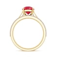 thumbnail image 2 of Rosec Jewels Lab Grown Ruby Bridal Ring Set with Moissanite | AAAA Quality 7x10 mm Pear Shaped Engagement Ring and Wedding Band, 18K Yellow Gold, US 5.00, 2 of 8