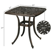 GoDecor Cast Aluminum Bistro Table for Garden Patio Lawn Backyard, Bronze