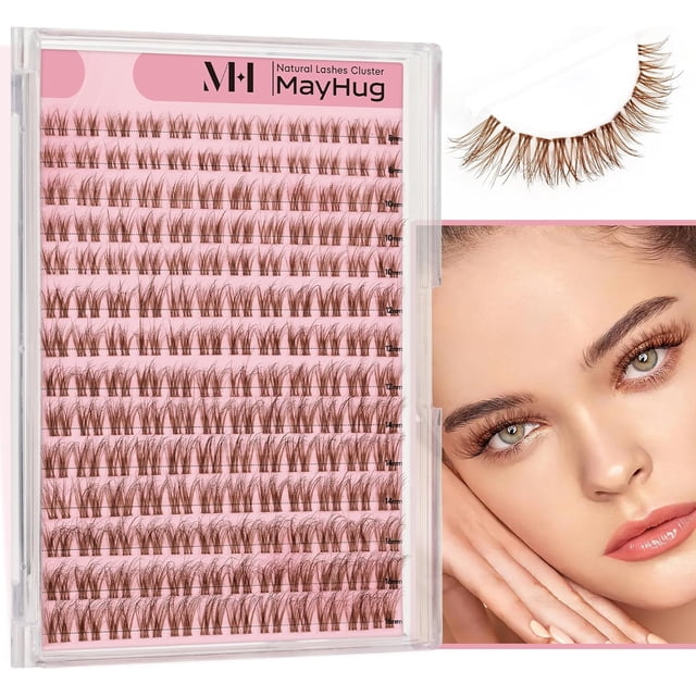 Clusters de Cils AIR-Brown Extensions de Cils Naturels Bruns Clusters de Cils Wispy Extension de Cils 154 Pcs Longueur Mixte Clusters de Cils DIY Cils Individuels Cils Bruns Extension de Cils (None)