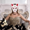 thumbnail image 5 of Máscara japonesa Kitsune para Halloween, máscara de Cosplay de zorro aterrador para baile de máscaras, máscara facial de gato blanco para niños, máscara de animal tradicional, 5 of 5