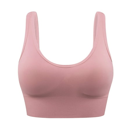 

RYRJJ Womens Sports Bra Wirefree Ribbed Seamless Padded Racerback Yoga Bra for Workout Gym Activewear with Removable Pads(Khaki L)