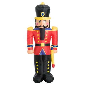 HOMCOM 6 FT Tall Outdoor Christmas Nutcracker Toy Soldier Inflatable Yard Decor