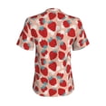 thumbnail image 3 of Uemuo Red Strawberry Printed Women's Classic V-Neck T-Shirt - Soft, Breathable, Moisture-Wicking, Perfect for Casual, Office, Travel, and Everyday Wear-Small, 3 of 5