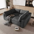 thumbnail image 3 of 133.9" Cloud Couch U-Style Modular Sofa, Gray Modern Sectional Couches for Living Room, Upholstered with Storage, USB Ports, Wireless Charging, Bluetooth Speaker, 3 of 19