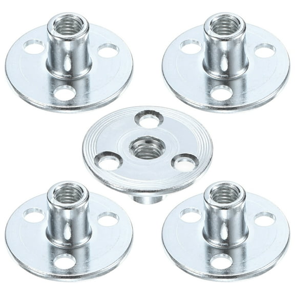 Uxcell 5-Pack M8x17mm T-Nuts Zinc Plated Carbon Steel Tee Nut 3-Hole Round Base Weld Nuts Silver