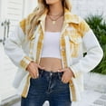 thumbnail image 5 of IROINNID Women's Short Woolen Jacket Print Long Sleeve Winter Plaid Buttons Patchwork Coat, Yellow, 5 of 7