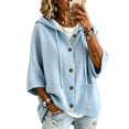 thumbnail image 5 of Endives Womens Cardigan Sweaters Hooded 3/4 Length Sleeve Knit Cardigan Button Front Loose Casual Oversized Sweater Coat With Pockets Cardigan Sweaters for Women Light Blue M, 5 of 7