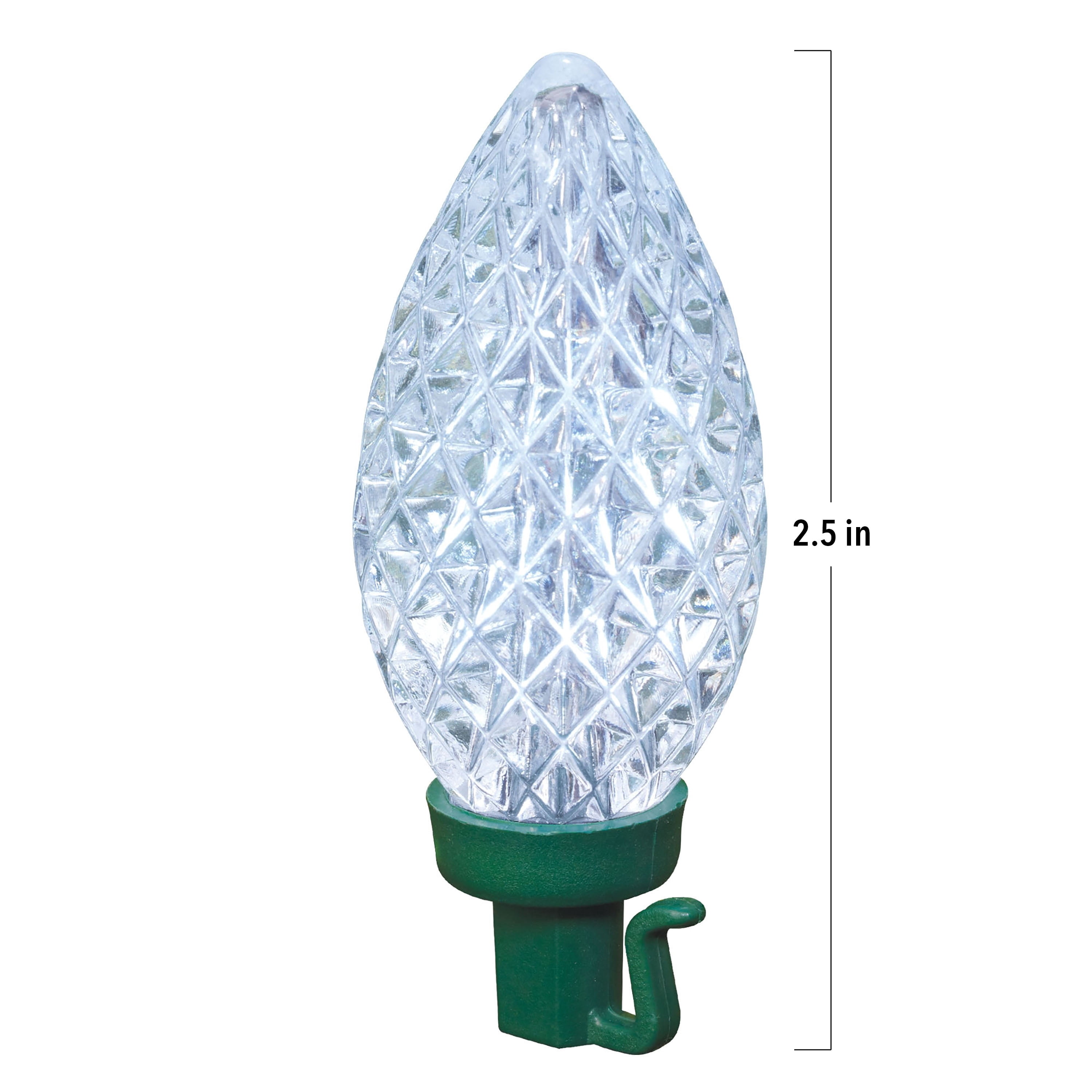 Indoor/Outdoor 100-Count LED Diamond-Cut C9 Christmas String Lights, Cool White, Green Wire, 58.5', by Holiday Time
