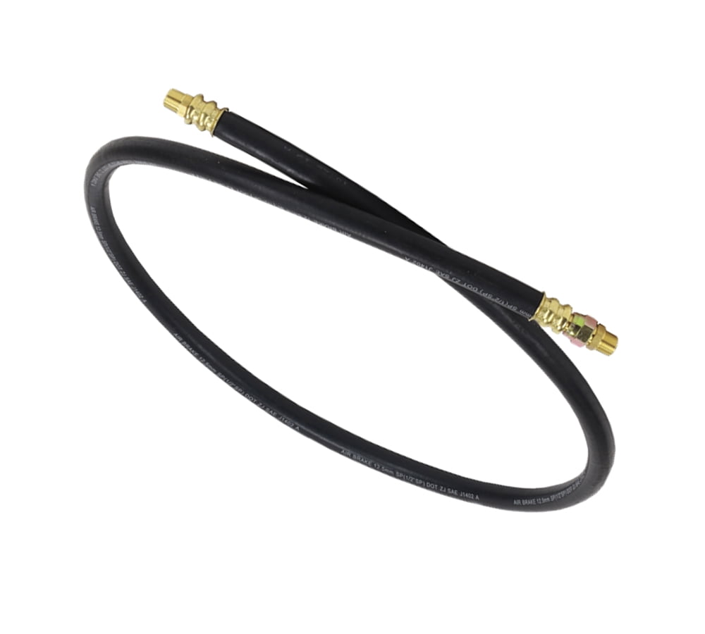 Air Brake Hose Assembly 72" x 3/8"-18 for Semi Trucks | 1/2" ID 3/8" NPT 225 PSI 1 Fixed 1 Swivel DOT FMVSS106 SAE J1402 | Replaces 16372 148072 13-1411R 18172 21349 GTA1238F72 HE0872