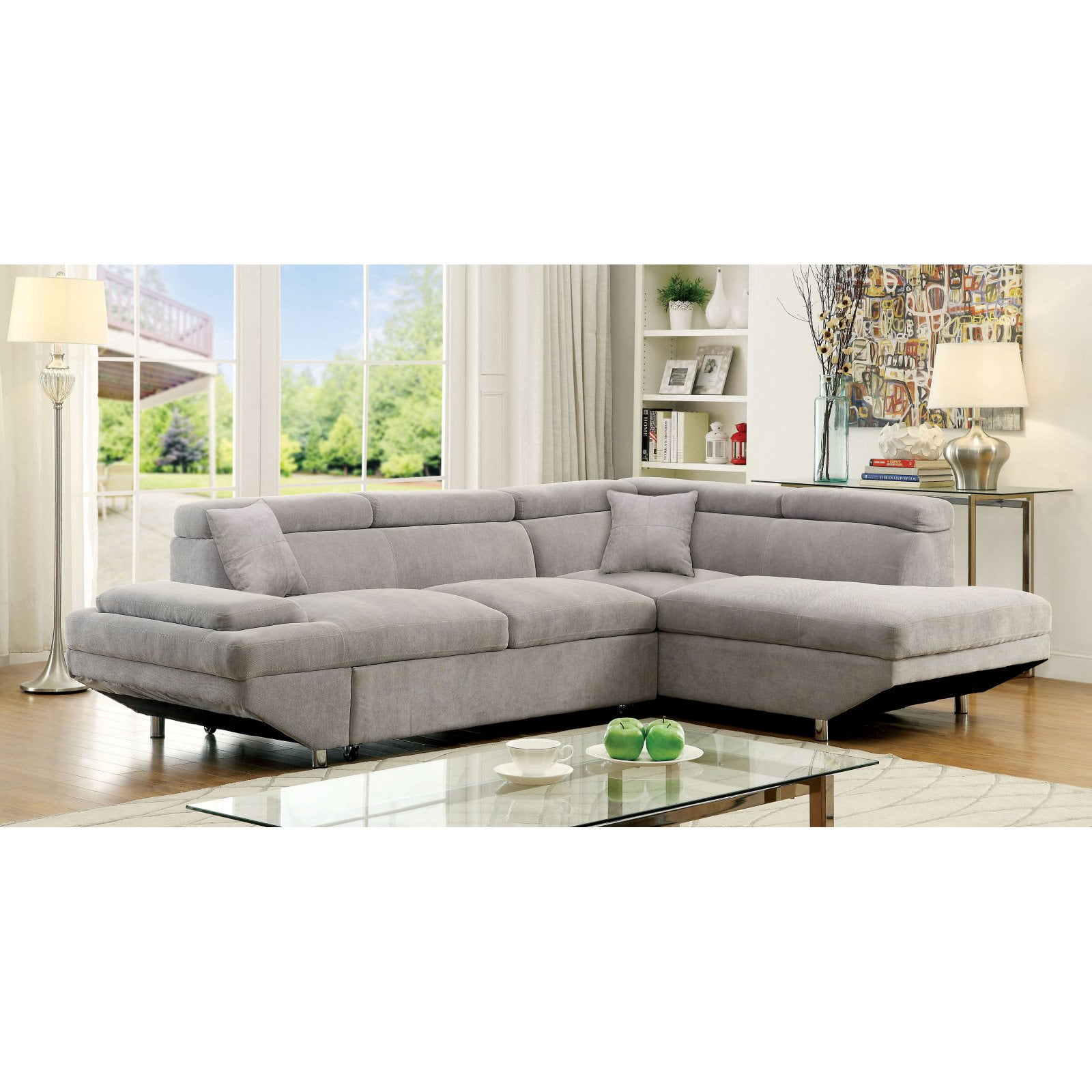 Furniture of America Dorian Sectional Sofa with Chaise