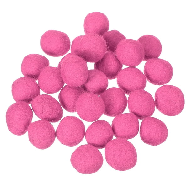 Uxcell 30 Pcs Bolas de Fieltro de Lana, Pompones de Fieltro de 0.8 Pulgadas para Manualidades, Lotes de Pompones Hechos a Mano para Decoración de Arte y Manualidades en Guarderías, Rosa Rojo