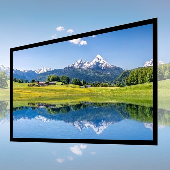 135" 16:9 HD Projector Screen with Thickened Alloy Frame - 160° Wide Viewing Angle White Glass Fiber Projection Screen