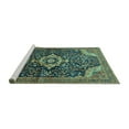 thumbnail image 2 of Ahgly Company Machine Washable Indoor Rectangle Persian Turquoise Blue Traditional Area Rugs, 7' x 9', 2 of 4