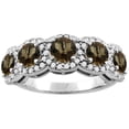 thumbnail image 1 of 14K White Gold Natural Smoky Topaz 5-Stone Ring Round 4mm, size 5, 1 of 2