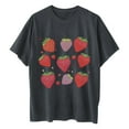 thumbnail image 6 of Plus Size Tops for Women LEBONYARD Summer Tops for Women Clearance under $10,Women's Fashion Summer Round Neck Drop Sleeves Leisure Short Sleeve Fruit Printing Tops Dark Gray S, 6 of 7