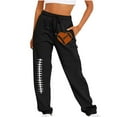 thumbnail image 2 of PXLKNZH Womens High Waisted Sweatpants 2024 Fashion Football Printed Drawstring Jogger Sweat Pants Cinch Bottom Workout Trousers Fall Outfits Black,XL, 2 of 7