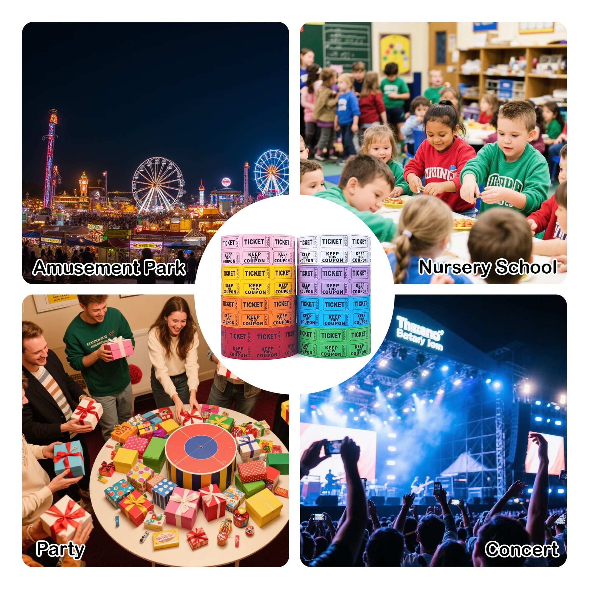 Homrelaxy 17600 Double Raffle Tickets, 2200 Tickets Per Roll, Assorted 50/50 Raffle Tickets Roll for Events, Entry, Carnivals, and Door Prizes(Blue/Red/Green/Yellow/Orange/Purple/White/Pink)