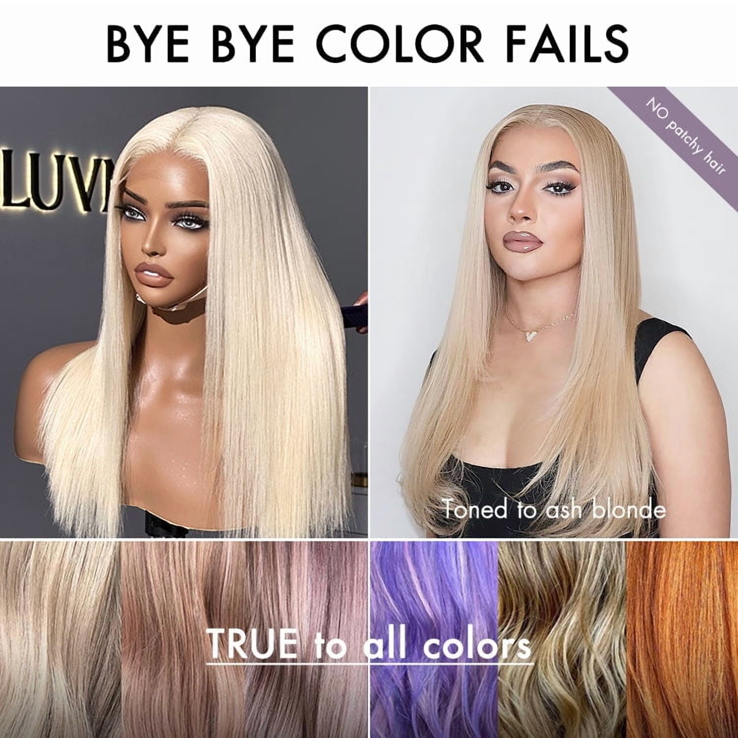 LUVME 16"PreMax Wigs 180% Density Easily Redyed 613 Silky Straight 5x5 Closure HD Lace Glueless Mid Part Long Wig Pre-cut & Plucked & Bleached for Women 1pc