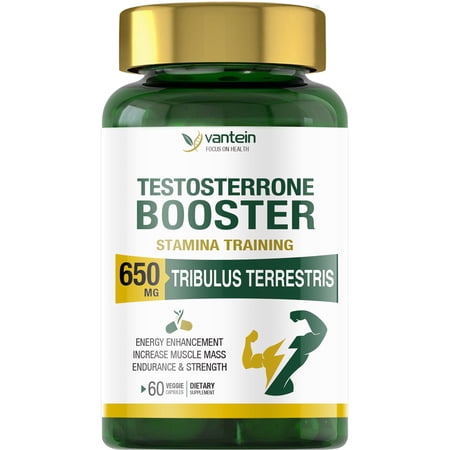 Vantein Testosterone Booster for Men 1000mg, Premium Tribulus Terrestris Capsules Maximizes Muscle, Boost Vitality and Stamina Training, Energy Level Booster - 60 Capsules
