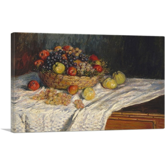 ARTCANVAS Apples and Grapes 1879 Canvas Art Print by Claude Monet - Size: 26" x 18" (0.75" Deep)