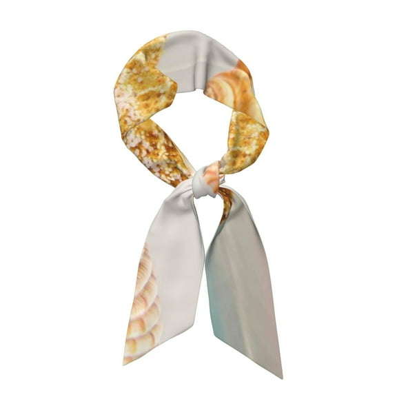 Easygdp Beach Starfish Shell Neck Scarf Printed Scarves Head for Women'S Fashion Satin Scarfs For Bag Hair for Dating, Travel