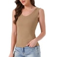 thumbnail image 4 of Womens Modal Pajama Tank Sleeveless U Neck Loungewear Basic Shirts Summer Sleep Tops S Khaki, 4 of 6