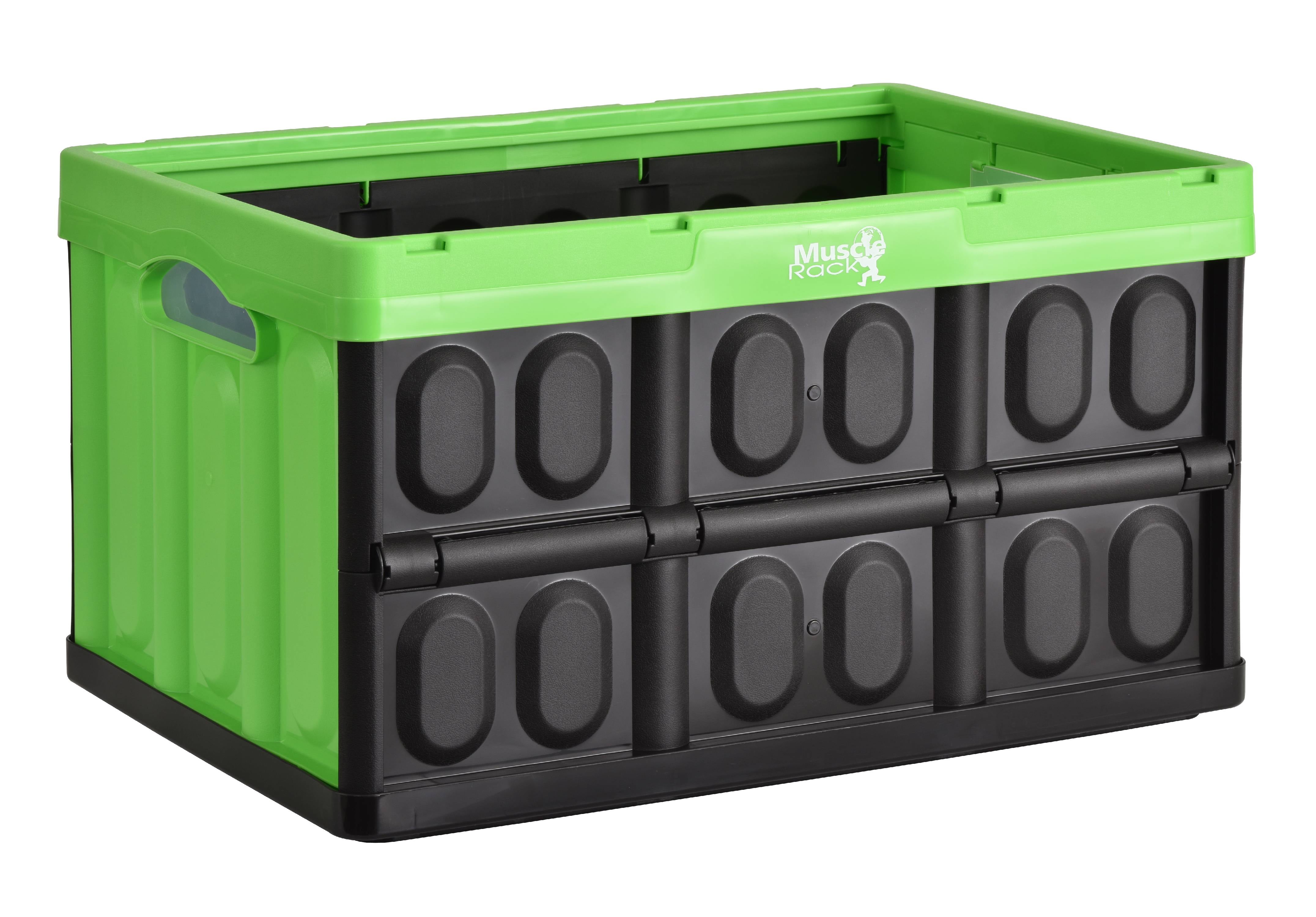 Folding Plastic Storage Crate Green