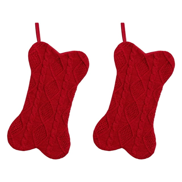 Dog Christmas Stocking, Knit Christmas Stocking for Dogs, Bone Shape Dog Stocking Christmas Large Pet Stockings Hanging Dog Christmas Stocking for Dogs Cats Pets