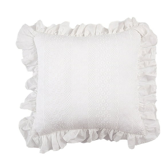 Hiroekza Luxury Soft Decorative Cotton Throw Pillow Covers, Throw Pillow Case - Skin-frindly, Ruffled Design for Living Room, Sofa & Bedside White