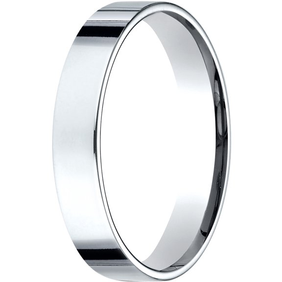 Mens 14K White Gold, 4.0mm Flat Comfort-Fit Wedding Band (sz 5)