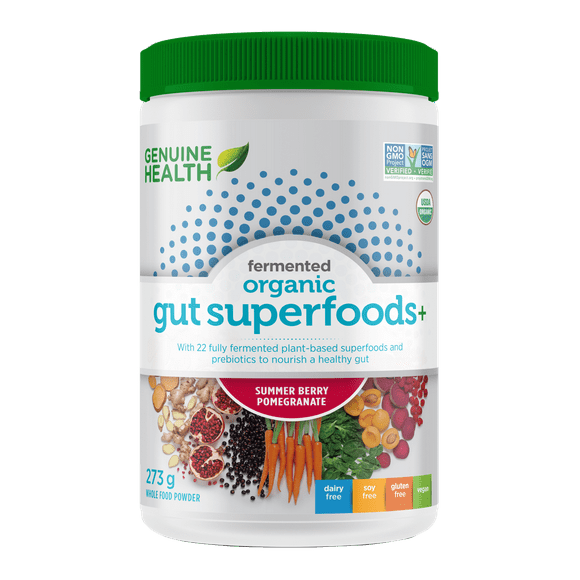 Genuine Health Fermented Organic Gut Superfoods Powder, Summer berry Flavour, Vegan Fibre Supplement for Better Digestion, Prebiotic, 273g…