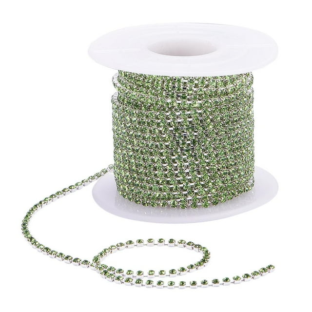 GUOOL 10 Yard Cristal Ruban Strass 2mm, Strass Applique Chaîne ming Vert Clair