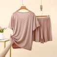 thumbnail image 5 of Modal Shorts Pajamas Sets for Women Summer Loose Crewneck Short Sleeve Sleepwear Comfy 2 Piece Pjs Set, 5 of 8
