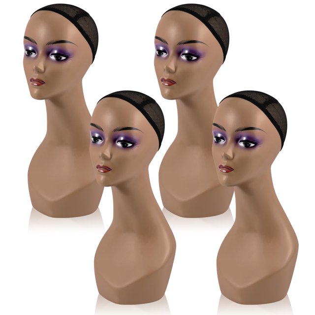 Cabezas de Maniquí Leinuosen 4 Piezas para Pelucas 48 cm Plástico Negro