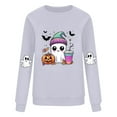 thumbnail image 4 of aohooy Women's Halloween Shirt Sweatshirts for Women Ghost Print Long Sleeve Crewneck Pullover Loose Fit Cute Graphic Tee Shirt Gray,M, 4 of 4