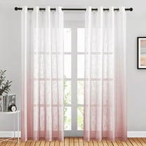 NICETOWN Pink Linen Sheer Curtains for Living Room, Grommet Special Gradient Semi Sheer Vertical Window Treatments Privacy with Light for Children Room, 50"x95", 2 Panels