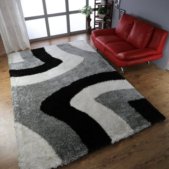 Rugsotic Carpets Hand Tufted Shag Polyester Eco-Friendly Area Rugs - 4'x6', Rectangle, Multicolor, Plain Solid Design, High Pile Handmade Anti Skid Rugs for Living Room, Bed Room K00047