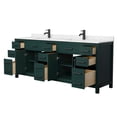thumbnail image 3 of Wyndham Collection Beckett 84" Wood Double Bathroom Vanity in Green/Black, 3 of 6