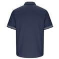 thumbnail image 5 of PNTUTB Summer Men's Fashion Printed Patchwork Casual Loose Comfort Collared Button Front Short Sleeve Top with Pockets, 5 of 6