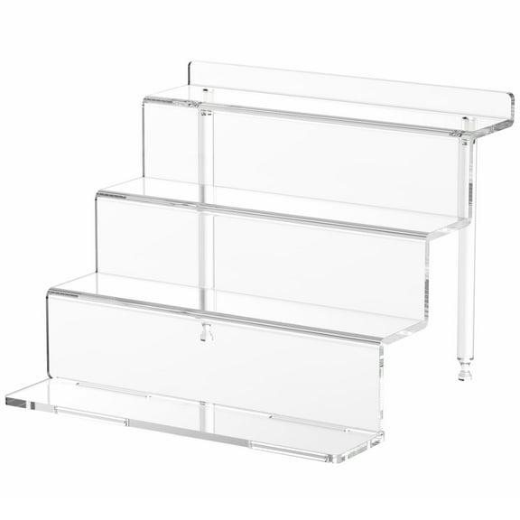 NIUBEE 12Inch Acrylic Riser Display Shelf Perfume Organizer, Clear Display Stand Compatible with Figures Lego Display Shelves, 4 Tier Cupcakes Stand for Decoration and Organizer