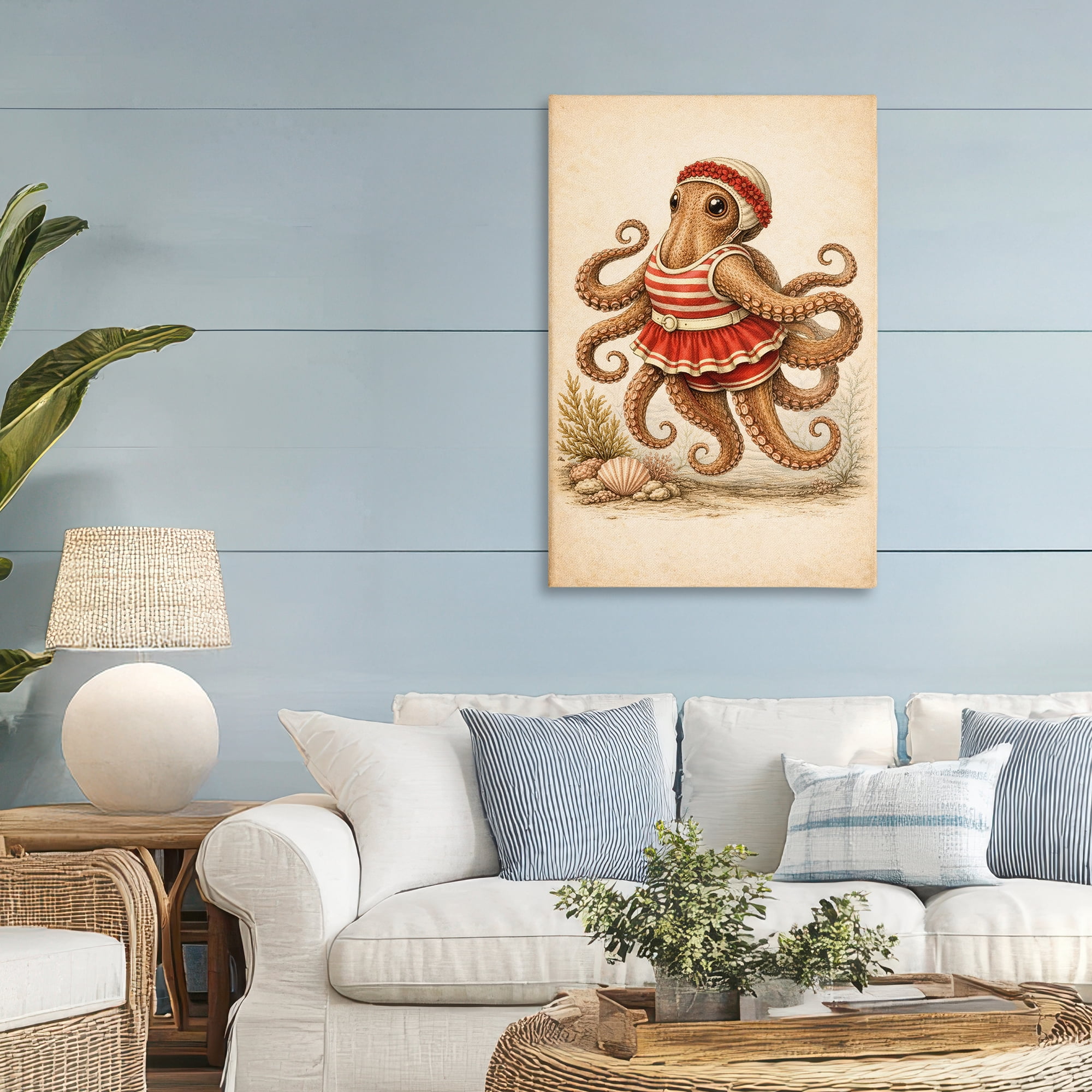 Stupell Industries Octopus of Maritime Bathing Society Canvas Wall Art, design by Grotto Studios