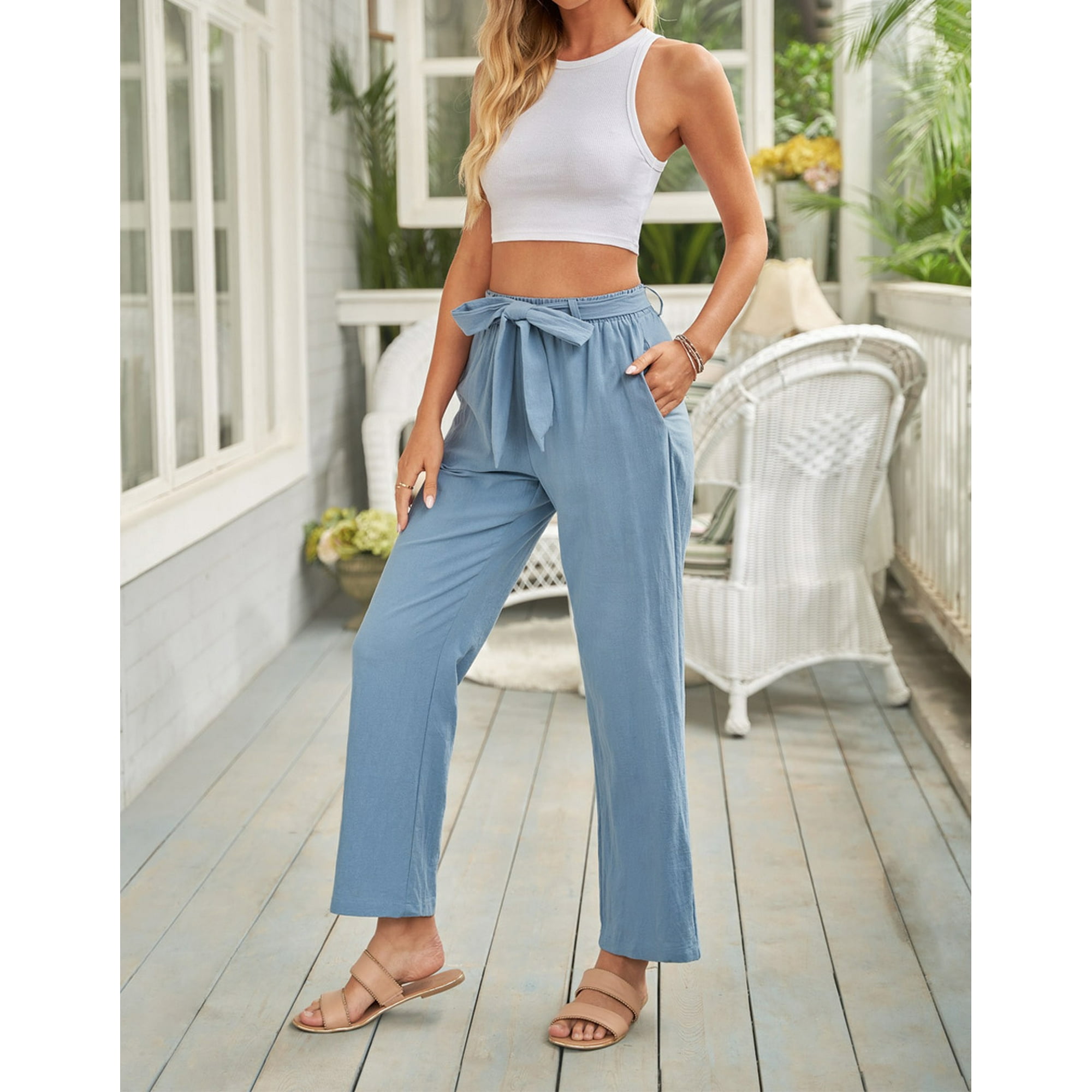 Pantalon large bleu ciel hotsell