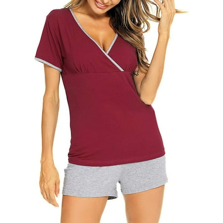 

Awdenio Clearance Ladies Shirts Solid Color Print Short Sleeve Pregnant Woman Casual Tops