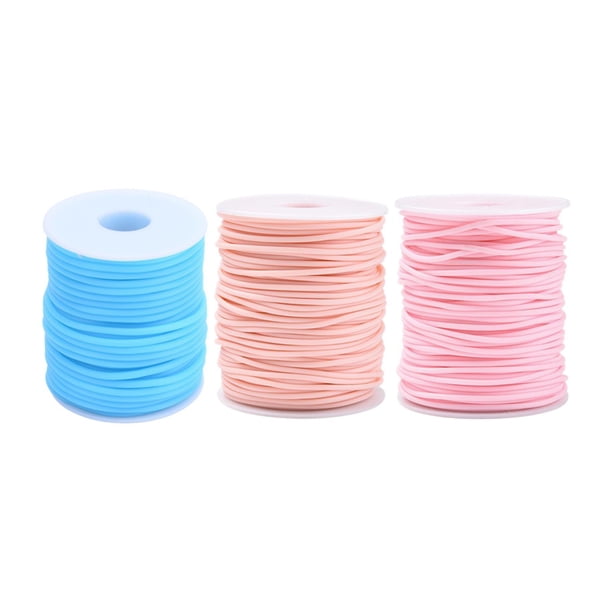 3 rollos de cordones para sujetar puntos de tejer, tubo de goma de 2 mm, suaves y huecos. Multicolor a