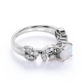 thumbnail image 3 of JeenMata Anillo de Bodas Vintage de 1 Uds con Piedra Natal de Octubre, Ópalo Welo Redondo y Moissanita en Oro Blanco de 18 K sobre Plata, 3 of 6
